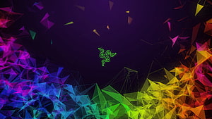 Razer Logo on Colorful Geometric Polygon Background HD wallpaper