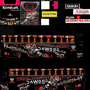 Dawood Rise of a Don bus wrap design featuring Kombat branding and red curtain motifs HD phone wallpaper
