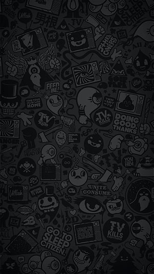 Cartoon Villain Sticker Bomb Pattern Wallpaper HD phone wallpaper