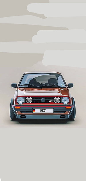 Volkswagen Golf Mk2 GTI Front View Digital Art with Hella Headlights and German License Plate, A dope , and a dope car. VW Golf Mk2, golf 2 gti HD phone wallpaper