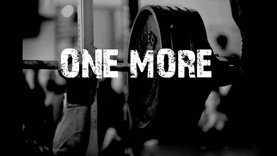 One More: Black and White Gym Motivational Poster with Barbell and Weight Plates HD wallpaper
