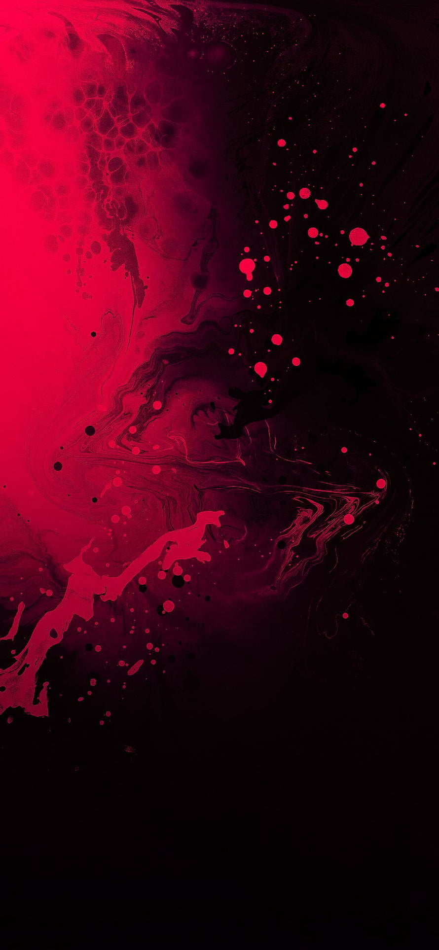 Abstract Red and Black Ink Splatter Art with Fluid Swirls and Cellular Patterns HD phone wallpaper