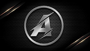 Avengers Logo on Black Metal Mesh Background with Silver Emblem HD wallpaper