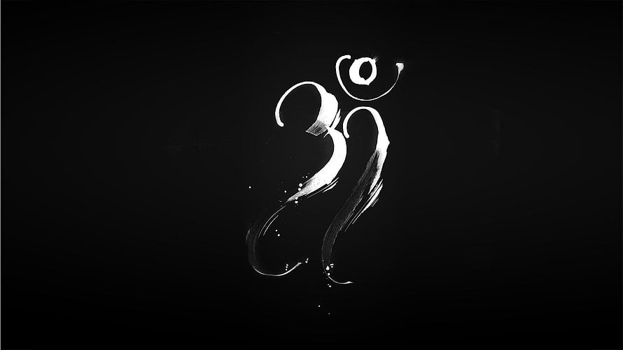 Mahakal Om Symbol Minimalist Black Background Wallpaper HD wallpaper