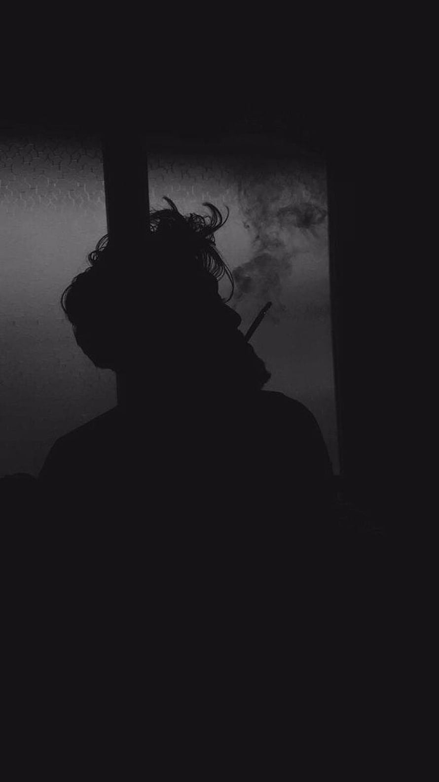 Moody Black and White Silhouette of a Young Man Smoking in a Dark Room, Melisam on Asthetics, alone boy dark HD phone wallpaper