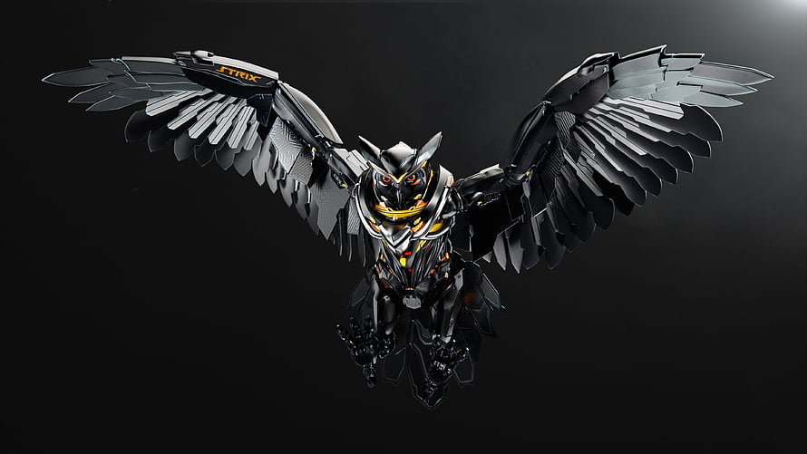 Asus ROG Strix Cyber Owl Mechanical Keyboard Mascot 3D Render HD wallpaper