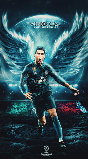 Cristiano Ronaldo Real Madrid Champions League Fantasy Wings Artwork HD phone wallpaper