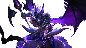 Moskov Twilight Dragon Fantasy Character with Purple Wings and Dark Armor HD wallpaper