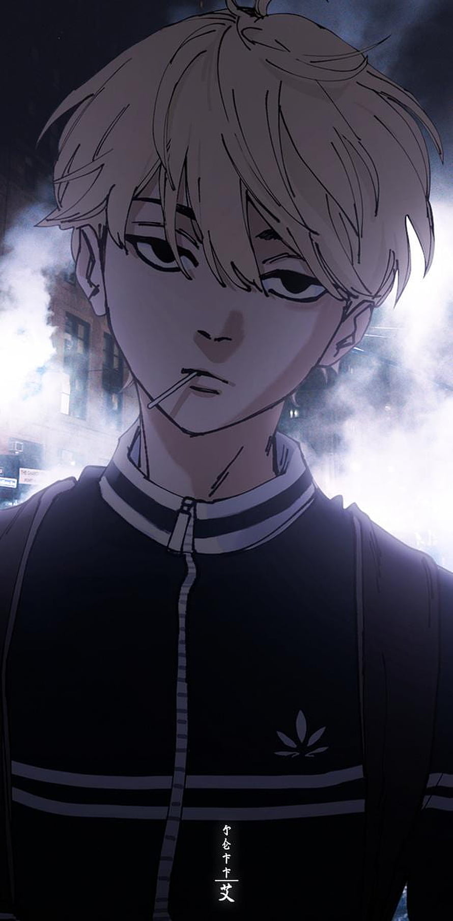 Anime Boy Smoking Cigarette in Dark Street Night Background HD phone wallpaper