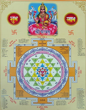 Shri Yantra Sacred Geometry Mandala with Goddess Lakshmi and Sanskrit Mantras, Shri Yantra HD phone wallpaper