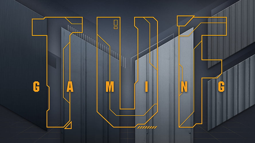 TUF Gaming Logo on Dark Industrial Metal Wall Background HD wallpaper