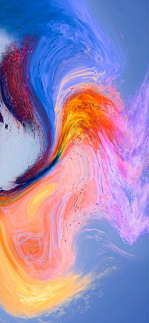 Vibrant Abstract Fluid Art With Swirling Blue Orange And Pink Paints HD phone wallpaper
