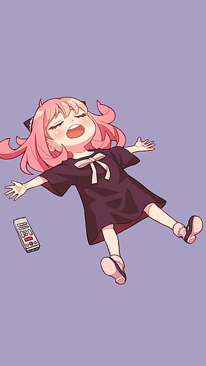 Cute Anime Girl Sleeping With Remote Control HD phone wallpaper