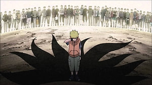 Naruto Uzumaki Standing Alone in Shadow with Crowd Watching in Anime Scene HD wallpaper