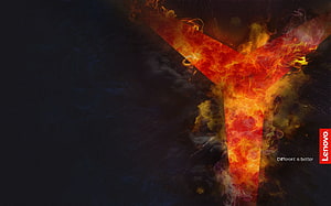 Lenovo IdeaPad Gaming Flame Logo on Dark Textured Background HD wallpaper