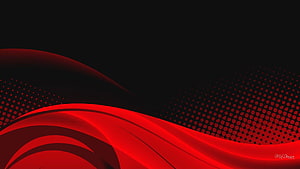 Abstract Red Wave Design on Black Background with Halftone Dot Pattern HD wallpaper