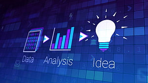 Data Analysis To Idea Business Concept With Calculator Chart And Lightbulb Icons On Digital Grid HD wallpaper