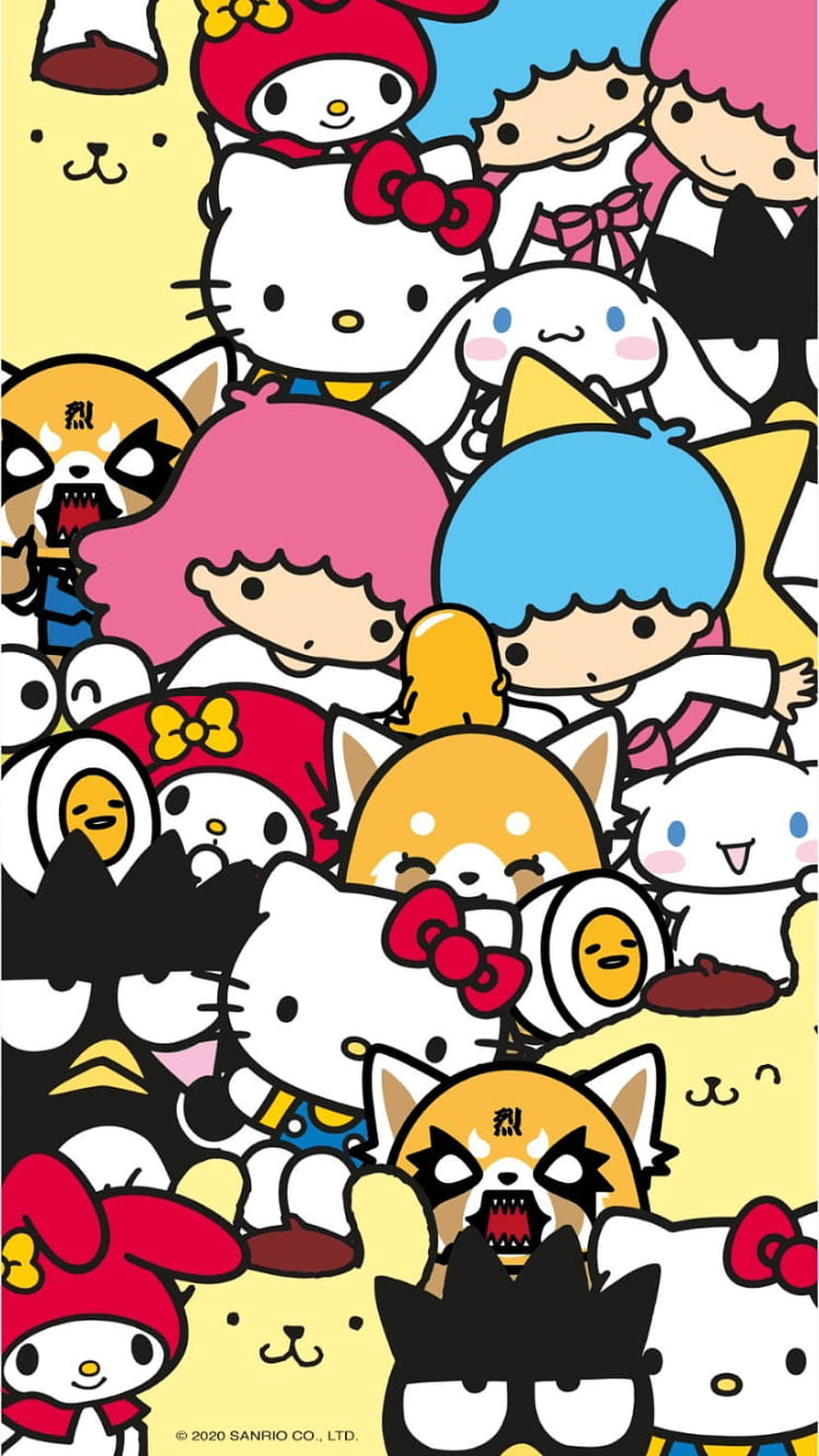 Sanrio Characters Group Illustration Featuring Hello Kitty, My Melody, and Friends HD phone wallpaper