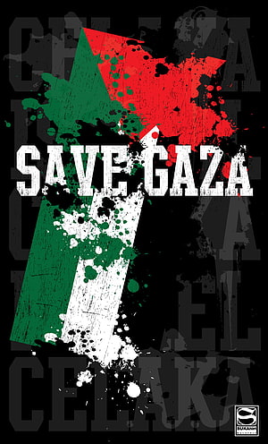 Save Gaza Protest Poster with Palestinian Flag and Grunge Ink Splatter Design HD phone wallpaper