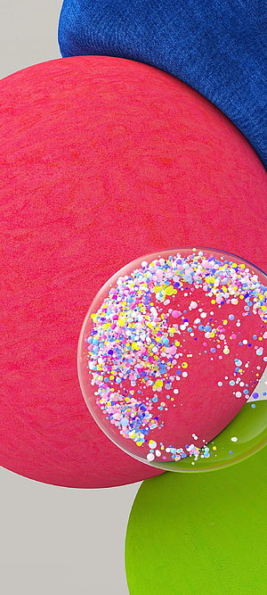 Colorful Abstract Spheres With Confetti Bubbles And Textured Surfaces HD phone wallpaper
