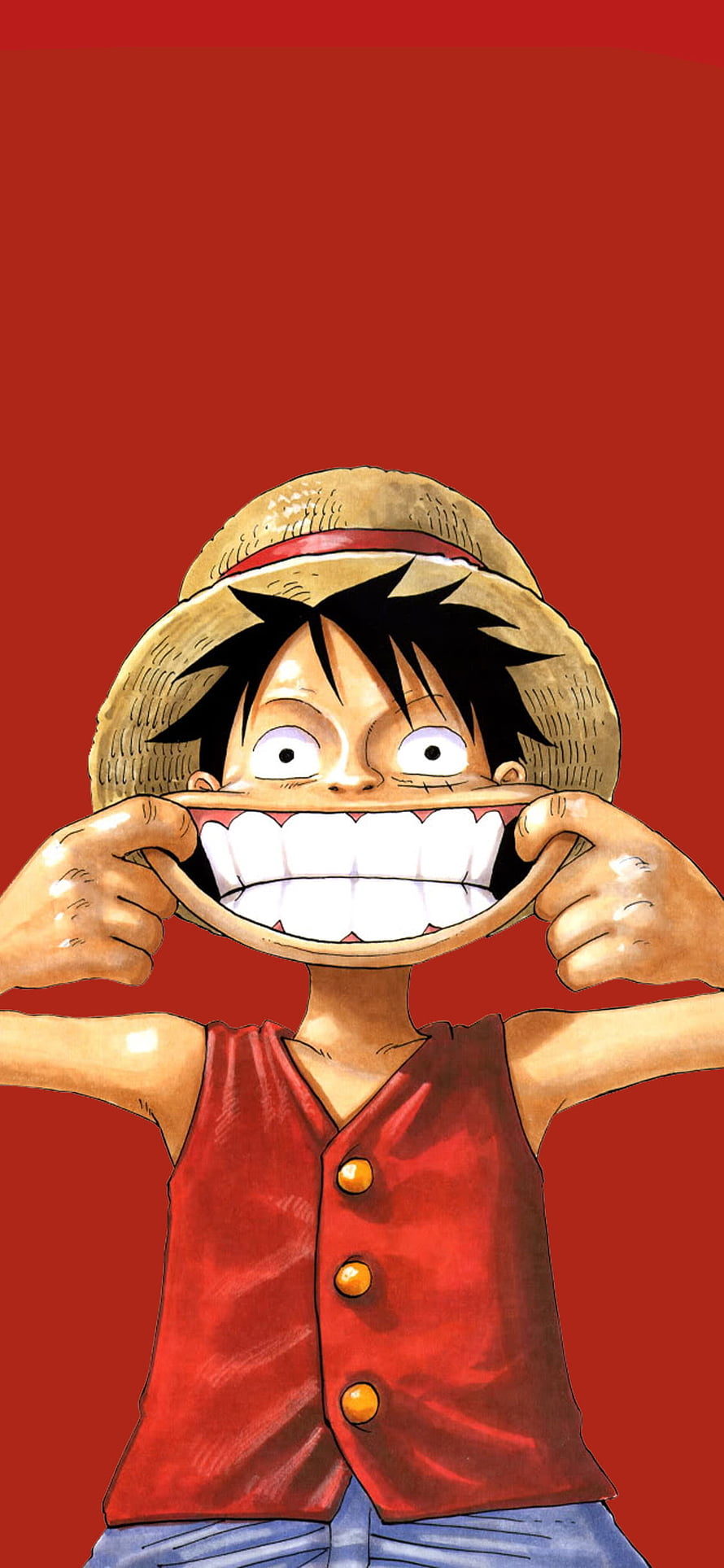 Monkey D. Luffy Stretching His Mouth Wide in a Playful Pose HD phone wallpaper