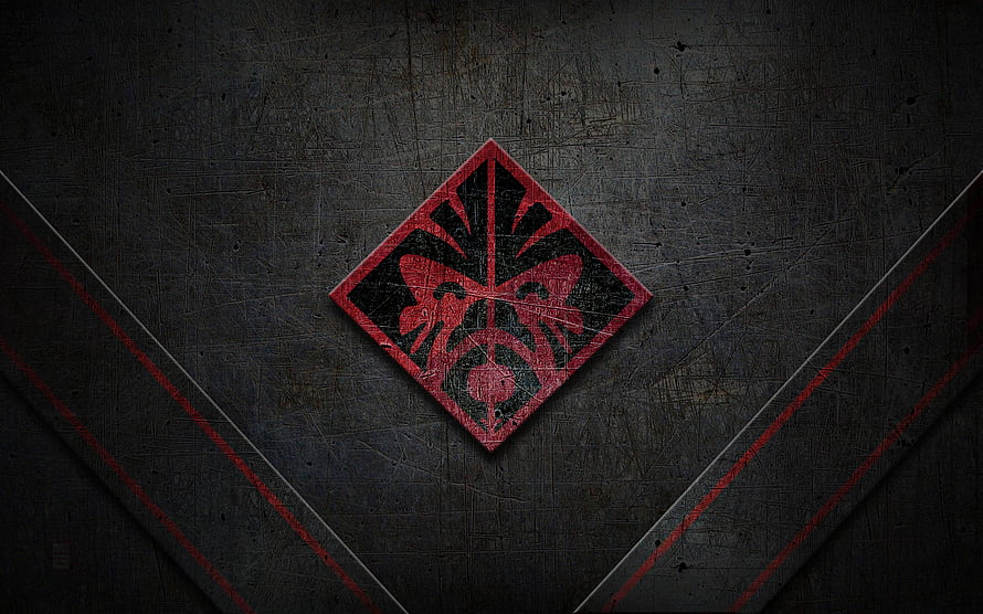 Dark Grunge Metal Background With Red Diamond Symbol And Diagonal Lines HD wallpaper