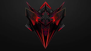 Abstract Geometric Red and Black Crystal Shape on Dark Background HD wallpaper