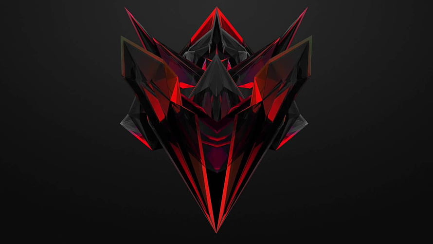 Abstract Geometric Red and Black Crystal Shape on Dark Background HD wallpaper