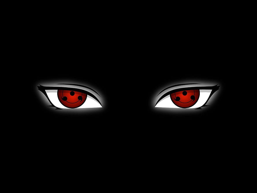 Sharingan Anime Eyes Wallpaper - Red Dojutsu Pattern on Black Background HD wallpaper