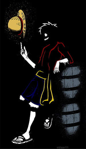 Luffy Joyboy Anime Illustration with Straw Hat and Barrel HD phone wallpaper