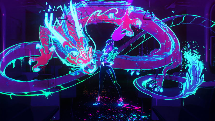 K/DA Akali Neon Dragon Artwork from League of Legends POP/STARS HD wallpaper