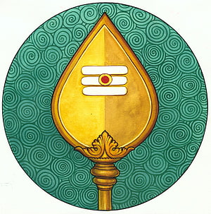 Murugan Vel Divine Spear Emblem with Traditional Green Spiral Pattern HD phone wallpaper