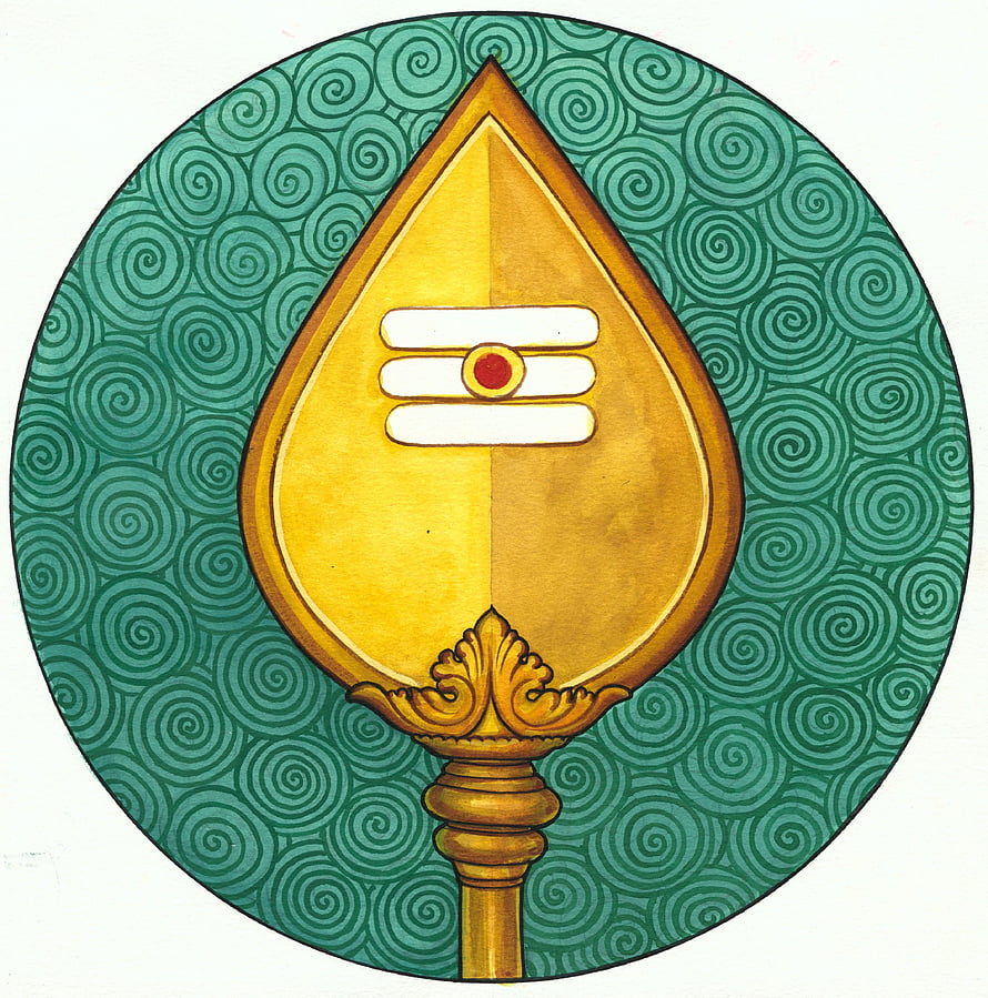 Murugan Vel Divine Spear Emblem with Traditional Green Spiral Pattern HD phone wallpaper