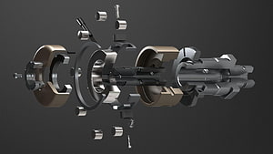 Exploded View of Mechanical Assembly with Gears and Shafts on Dark Background HD wallpaper