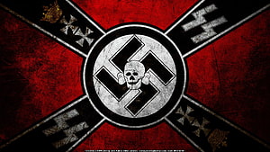 Grimdark Alternate History Flag Design With Skull And Swastika Motif HD wallpaper