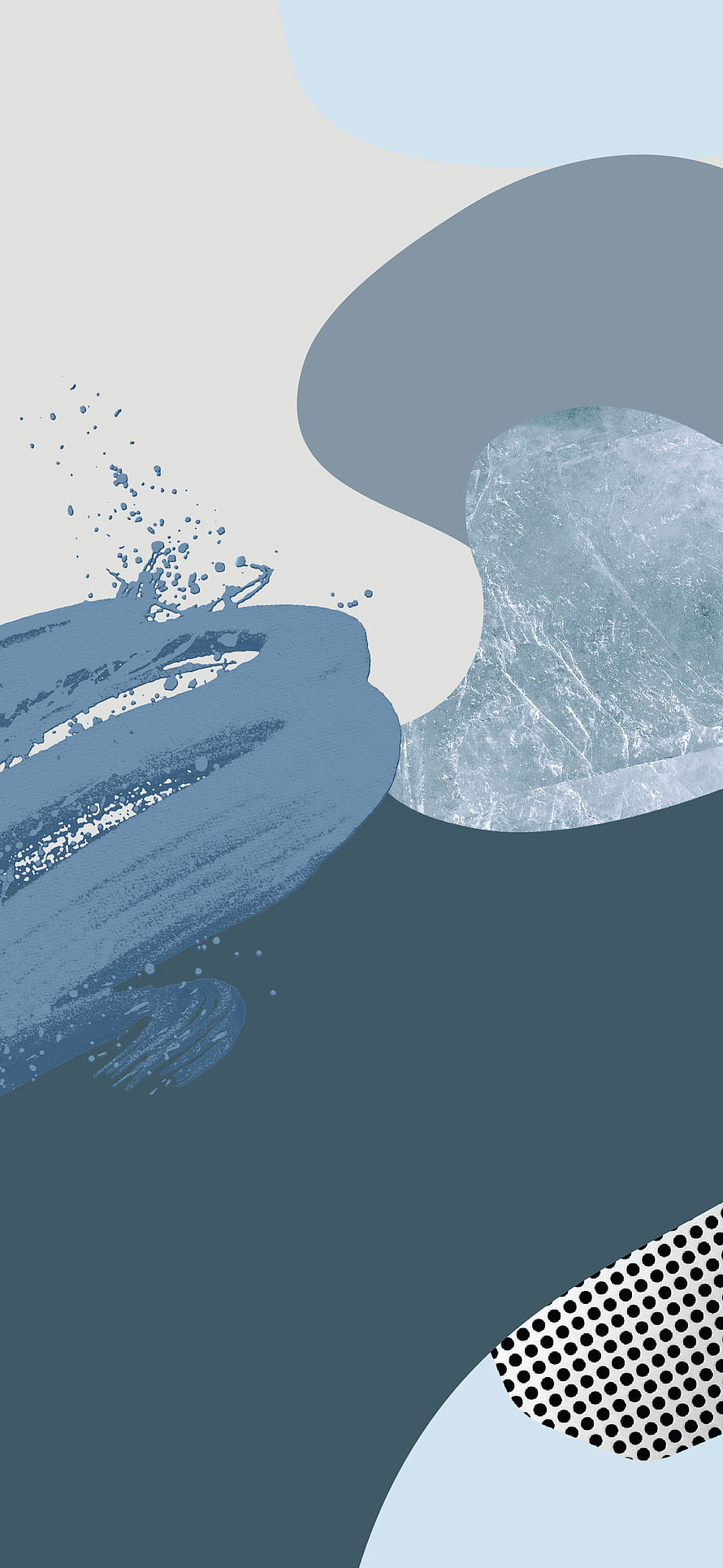 Abstract Blue Geometric Shapes with Marble Texture and Polka Dot Pattern HD phone wallpaper