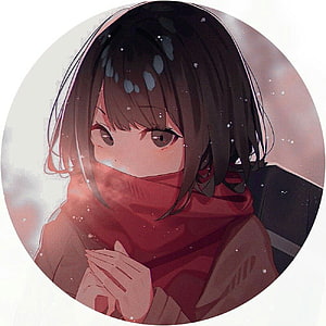Anime Girl With Red Scarf In Winter Snow HD phone wallpaper