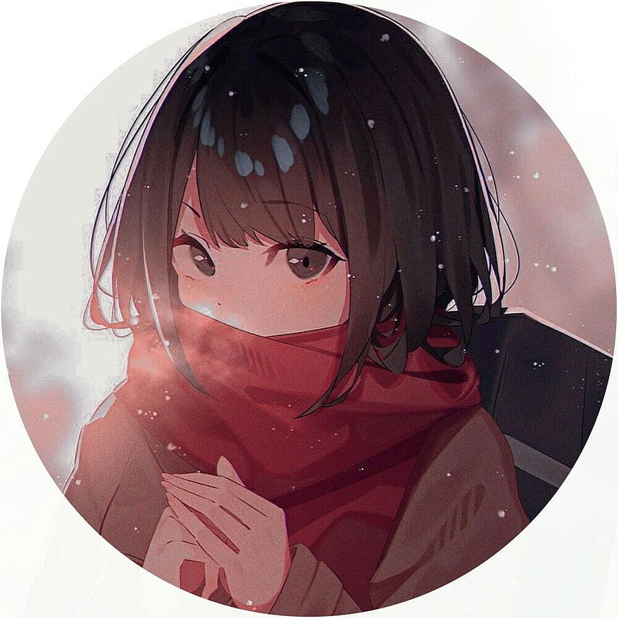 Anime Girl With Red Scarf In Winter Snow HD phone wallpaper