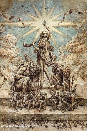 Ymir Fritz Standing Above Titans in Attack on Titan Illustration HD phone wallpaper