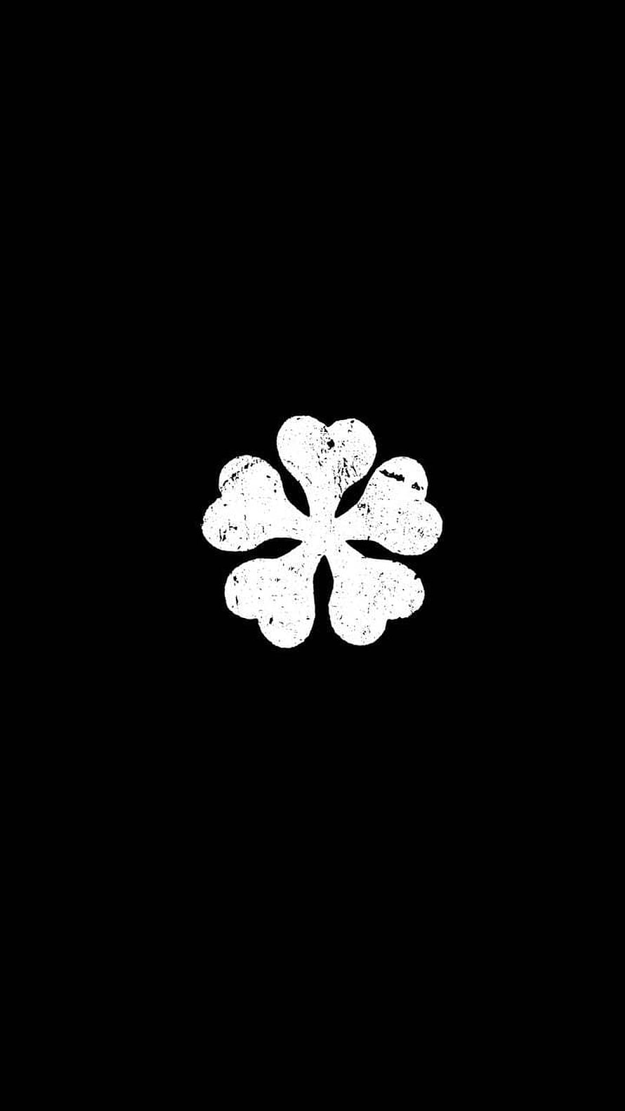 Minimalist White Clover Symbol on Black Background HD phone wallpaper