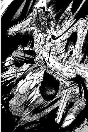 Chainsaw Man Denji in Intense Black and White Manga Action Panel, chainsaw man , #Chainsaw Man HD phone wallpaper