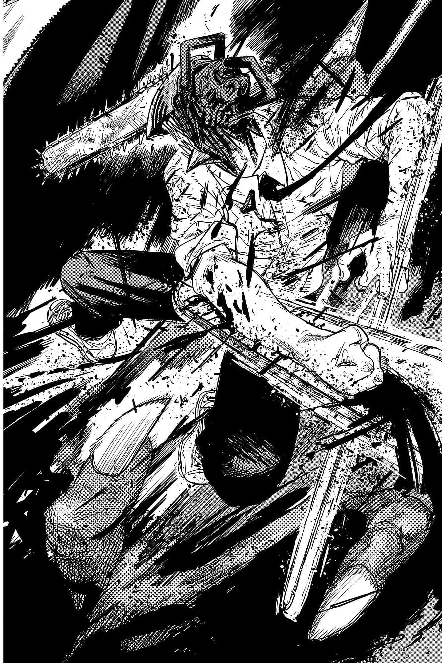 Chainsaw Man Denji in Intense Black and White Manga Action Panel, chainsaw man , #Chainsaw Man HD phone wallpaper