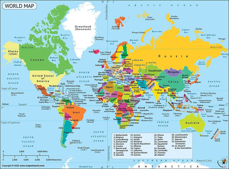 Colorful Political World Map Showing Countries, Oceans, and Continents HD wallpaper