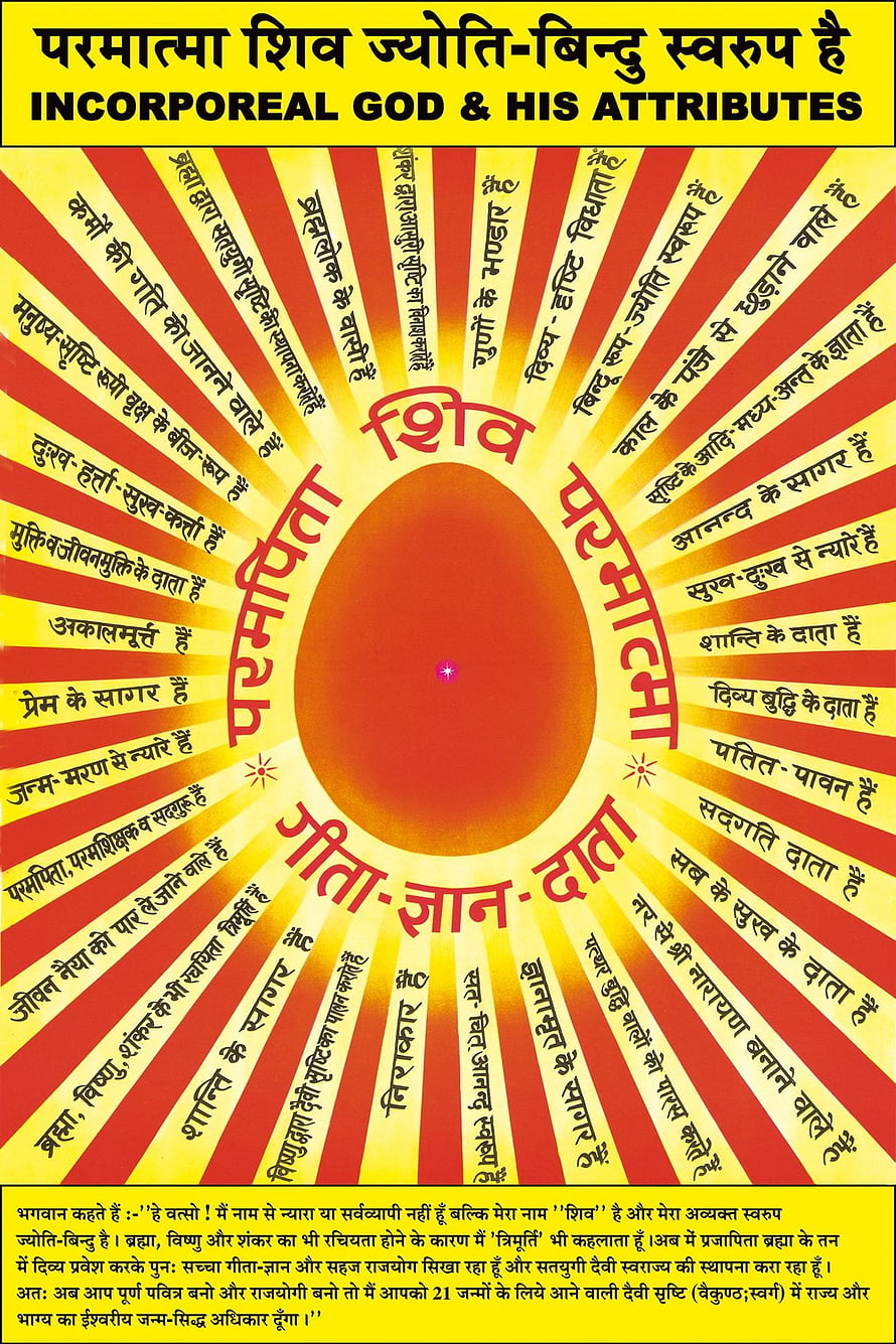 Brahma Kumaris Spiritual Infographic on Shiva and the Incorporeal God HD phone wallpaper