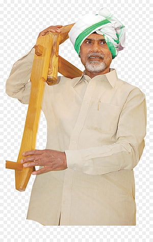 Chandrababu Naidu Holding Wooden Plough With Green And White Turban HD phone wallpaper
