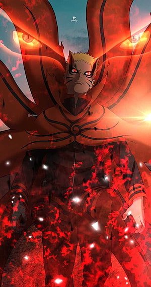 Naruto Uzumaki Nine-Tails Chakra Mode Anime Wallpaper HD phone wallpaper