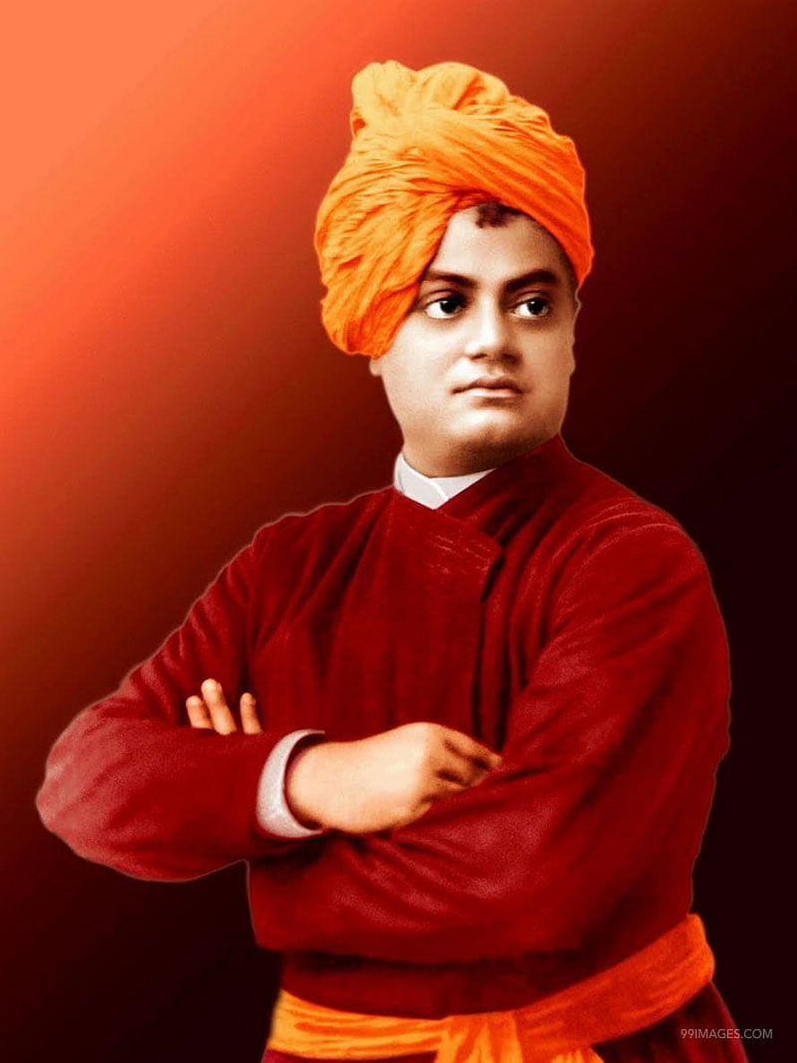 Portrait of Chhatrapati Shivaji Maharaj in Traditional Red Attire and Orange Turban HD phone wallpaper