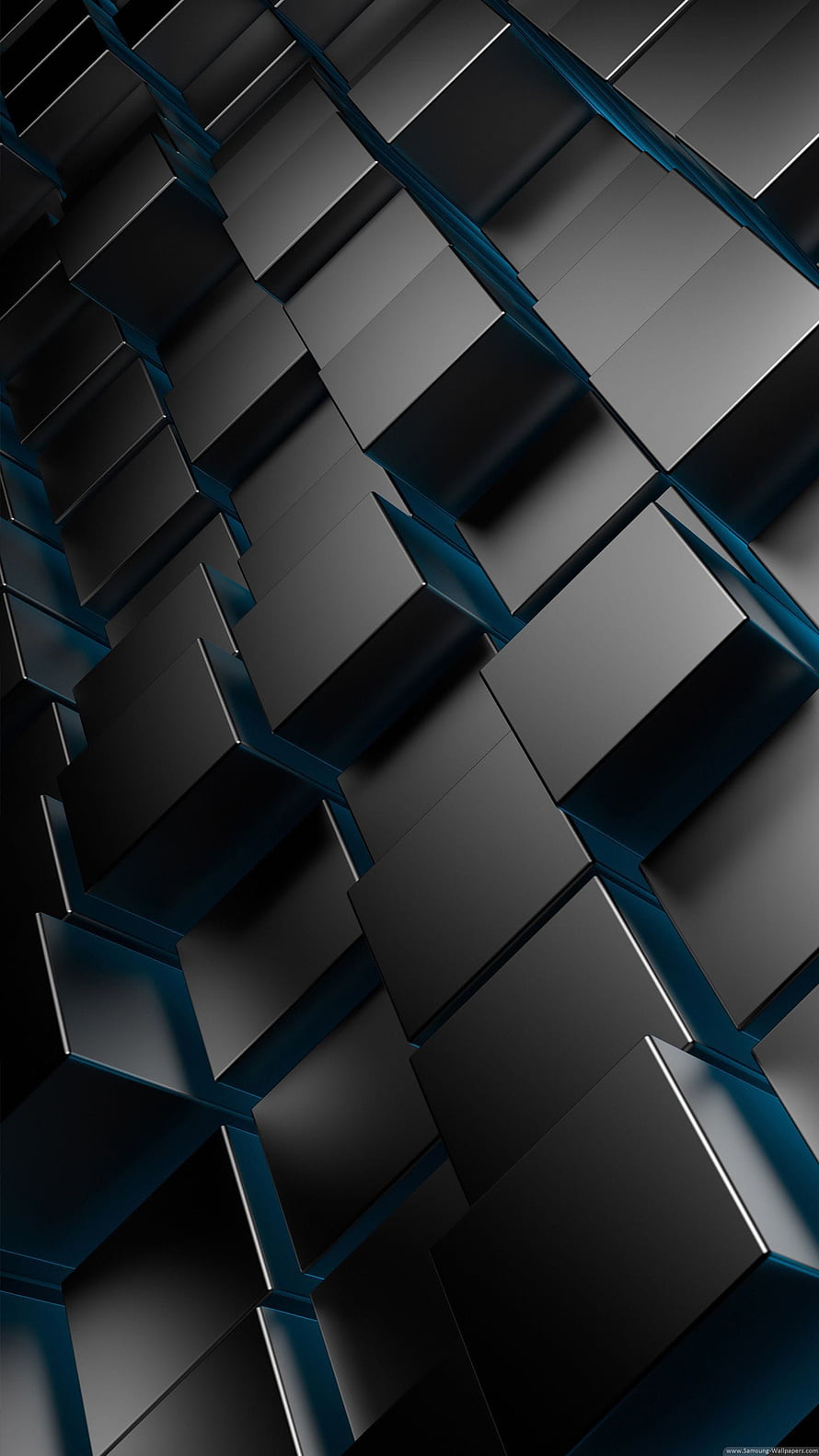 Abstract 3D Geometric Cubes With Dark Blue Accents And Metallic Texture HD phone wallpaper