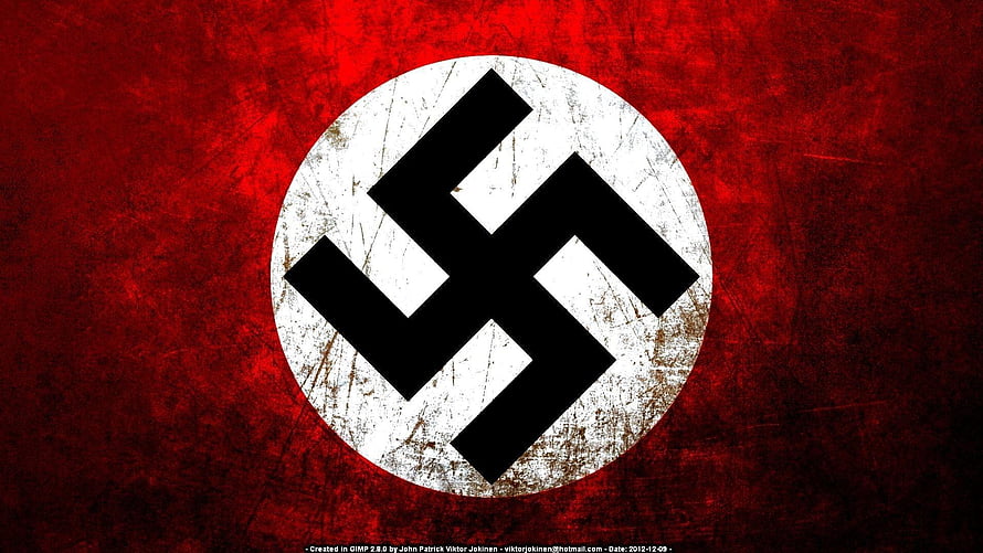 Grungy Nazi Swastika Symbol on Red Background HD wallpaper
