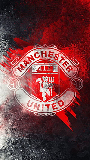 Manchester United Grunge Logo Wallpaper, Manchester United, man utd logo HD phone wallpaper